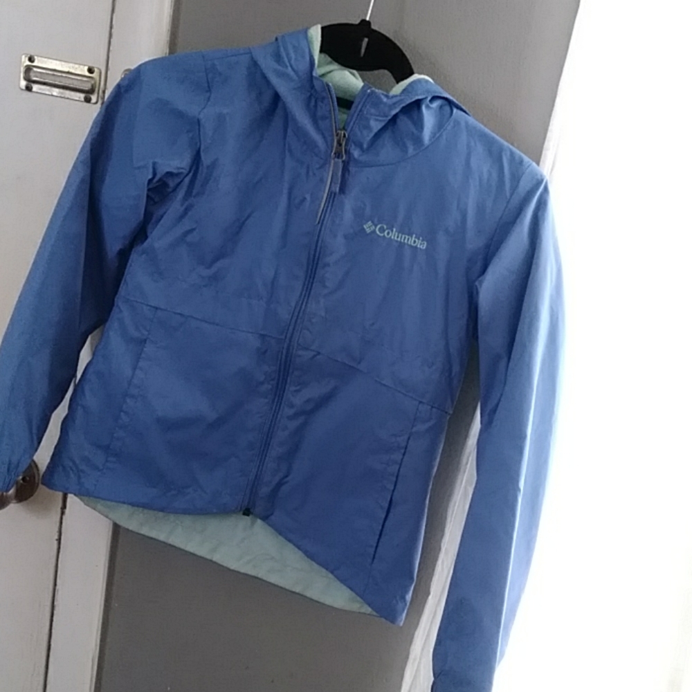 Columbia Pastel Blue and Green Jacket Hooded Kids